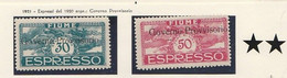 1921 - Gabriele D'Annunzio -ESPRESSI  Sovraimpresso: "Governo Provvisorio"  E5+E6 Serie 36 MNH** Sassone - Fiume