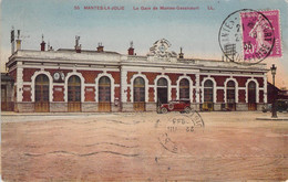 CPA - 78 - MANTES LA JOLIE - La Gare De Mantes Gassicourt - LL - Vieux Véhicule - Colorisée - Mantes La Jolie