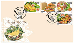 FDC Vietnam Viet Nam Cover With Perf Stamps 2022: Vietnamese Cuisine / Bread / Broken Rice / Pancake (Ms1163) - Vietnam