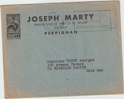 5595 Enveloppe 1957 Thème Alcool JOSEPH MARTY PERPIGNAN Coq Flamme Donneur De Sang La Rochelle Pallice Clout - 1921-1960: Periodo Moderno