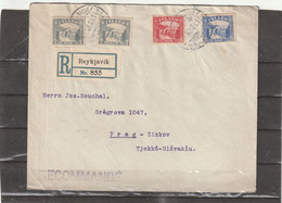 Iceland Reykjavik REGISTERED COVER To Czechoslovakia With ZEPPELIN LABEL 1931 - Storia Postale