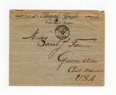 !!! PORT SAID, LETTRE DE 1902 POUR LES USA, AFFRANCH SAGE AU DOS - Cartas & Documentos
