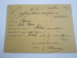 NOLEY ROUSSEL à NANCY 9 Rue De Lorraine  Charbon En Gros Arrivée De La Péniche Leon Et Rosalie  1897 à  VERDUN - 1800 – 1899