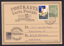 Liechtenstein: Stationery Postcard To Netherlands, 1992, 1 Extra Stamp, Philately, Postal History (traces Of Use) - Cartas & Documentos