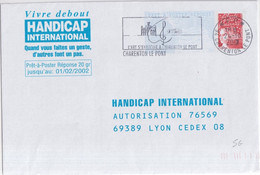 ENVELOPPE TVP REPONSE "HANDICAP INTERNATIONAL" à LYON - PAP: Antwort/Luquet