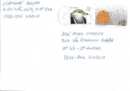 Portugal Cover With Bird And Euro Coin Stamps - Brieven En Documenten