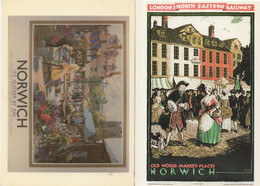 Travel By Train To Norwich Market LNER Poster 2x Advertising Postcard S - Norwich