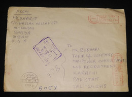 Saudi Arabia Registered  Air Mail Postal Used Cover GIZAN To Pakistan - Saoedi-Arabië