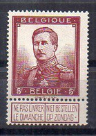 Belgique N° 122 Neufs * - Cote 100€ - 1915-1920 Alberto I