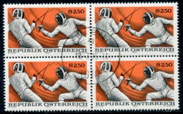 AUSTRIA 1974 Sport: Fencing Block Of 4 Used.  Michel 1456 - Used Stamps