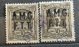 TRIESTE A - AMG FTT  - MARCA DA BOLLO  IMP. ENTRATA 30 C. Lem Due Parti - Revenue Stamps