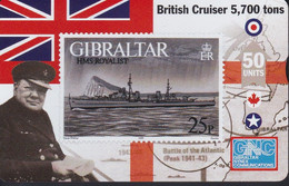 Nº 47 TARJETA DE GIBRALTAR DE UN SELLO CON UN BARCO (CHURCHILL) (SHIP-STAMP) NUEVO-MINT - Gibraltar