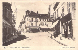 CPA France - Brienon Sur Armançon - La Place Du Marché - Café De La Place - Librairie Papeterie - Café Du Balcon - Animé - Brienon Sur Armancon