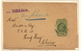 VIA SIBERIA - 1902-Bande-journal Entier Postal Au Type Edouard VII Postée à Londres «Foreign Section FS»  Pour Hongkong - Brieven En Documenten