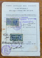 MARCA DA BOLLO - ATTI AMMINISTRATIVI  L. 20 Due Pezzi  SU LICENZA ANBULANTE : VALLECROSIA  14/1/1937 - Steuermarken