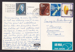 New Zealand: Airmail Picture Postcard To Netherlands, 1983, 4 Stamps, Agate, Card: Tauranga (2 Stamps Damaged) - Briefe U. Dokumente