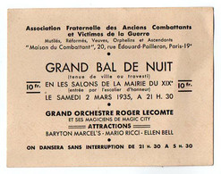 VP20.573 - MILITARIA - PARIS 1935 - Association Des Anciens Combattans Et Victimes De La Guerre / Grand Bal De Nuit - Documenten