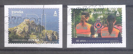 España 2022- 12 Meses 12 Sellos-Bizkaia Y Protección Civil-2 Sellos Usados Y Circulados-Espagne-Spain-Spanje-Spagna - Used Stamps