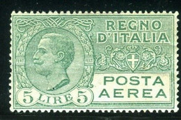 REGNO 1926-28 POSTA AEREA SOP.TI 5 L. * GOMMA ORIGINALE CENTRATO - Luftpost