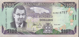 BILLETE DE JAMAICA DE 100 DOLLARS DEL AÑO 2007 SIN CIRCULAR (UNC) (BANKNOTE) - Jamaique