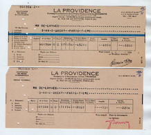 VP20.577 - 1954 - Document Commercial X 2 - Cie D'Assurance ¨ LA PROVIDENCE ¨ à PARIS Pour Mr Le Duc De CHAULNES - Bank & Versicherung