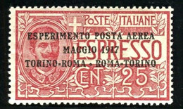 REGNO 1917 POSTA AEREA 25 C. CENTRATISSIMO ** MNH - Airmail