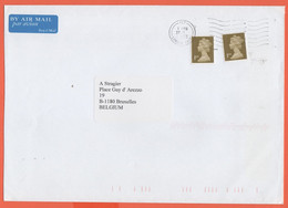 GB - Regno Unito - GREAT BRITAIN - UK - 2003 - 2 X 1st - Medium Envelope - Viaggiata Da London Per Brussels, Belgium - Brieven En Documenten