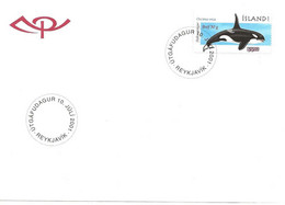 Island Iceland  2001  Orca (Orcinus Orca), Mi.No. 905 With Red Offset Overprint "Bref 50 G". Mi  988 FDC - Cartas & Documentos