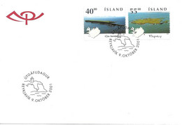 Island Iceland  2001 Islands Grimsey  And  Papey Mi  994-995 FDC - Lettres & Documents