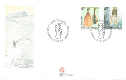 Greenland 2001 Greenlandic Heritage (II), Smoked Arctic Char  And Eel Fork Mi 366 - 367 FDC - Cartas & Documentos