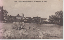 CPA Amance - Vue Générale Du Bourg (avec Jolie Scène De Moisson) - Amance