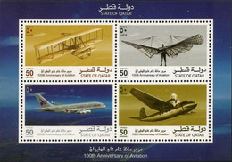 100 Years Of Aviation - Miniature Stamp Sheet Qatar 2003 - Aeroplane Airplane Flight Transport Airbus A380 - Qatar