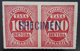 Brazil 1890 Postage Due RHM-T4 Pair Of Stamp 100 Réis ABN Issue Overprint Specimen Mint - Postage Due