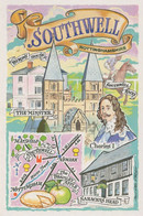 Southwell Byrons House Saracens Head Pub Nottingham Map Postcard - Autres & Non Classés