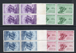 TURKEY - 1949 - UPU 75TH ANNIVERSRAY  SET OF 4 IN BLOCKS OF 4  MINT NEVER HINGED - Unused Stamps
