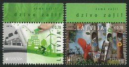 LETONIA/ LATVIA/ LETTLAND -  EUROPA 2016 -TEMA ANUAL " ECOLOGIA -EL PENSAMIENTO VERDE -THINK GREEN"- SERIE De 2 V. - 2016