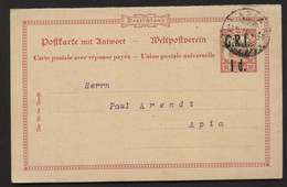 SAMOA Britische Besetzung Frage-Postkarte P4F APIA 1914 Kat.400€ F. Doppelkarte - Samoa