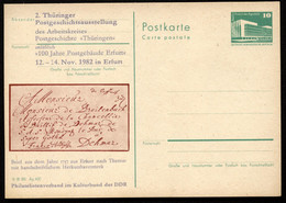 Postkarte P84 C4b Ausstellung Erfurt Blaugraue Schrift 1983 - Postales Privados - Usados