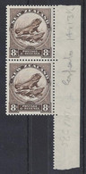 NEW ZEALAND......KING GEORGE...V..(1910-36)......." 1936."....8d X MARGINAL PAIR.....SG586....(CAT.VAL.£34..).....MNH... - Unused Stamps