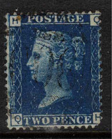 GB 1858 2d Blue Plate 14 SG 47 U ZZ68 - Gebruikt