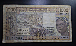 A6  WEST AFRICA L' AFRIQUE DE L' OUEST  BILLETS DU MONDE WORLD BANKNOTES  1000 FRANCS 1981 - Malí