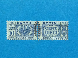 1945 ITALIA REGNO LUOGOTENENZA FRANCOBOLLO USATO ITALY STAMP USED PACCHI POSTALI 10 CENT SOPRASTAMPATO - Postal Parcels