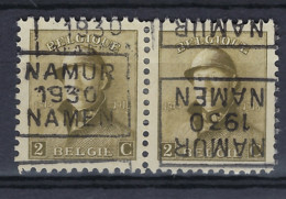 Koning Albert I Met Helm Nr. 166 Voorafgestempeld Nr. 5269   C + D Samenhangend NAMUR 1930 NAMEN  ; Staat Zie Scan ! RRR - Rollenmarken 1930-..