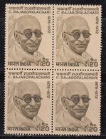 Block Of 4, India 1973 MNH Chakravarti Rajagopalachari - Blocs-feuillets