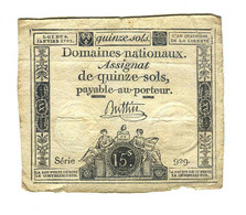 Assignat 15 Sols Série 929 - Assignats