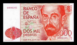 España Spain 2000 Pesetas J. Ramón Jiménez 1980 Pick 159 Low Serial SC UNC - [ 4] 1975-…: Juan Carlos I.