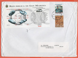 Repubblica Di San Marino - 2002 - BF63 Audi + 800 Jules Verne + 0,10 Campo Di Orzo - Medium Envelope - Viaggiata Da Doga - Cartas & Documentos