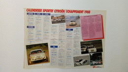 Calendrier Sportif Citroen/Echappement De 1988 - Sonstige & Ohne Zuordnung