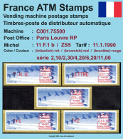 Frankreich France ATM Stamps LSA C001.75500 Paris RP / Michel 11 F.1 B / Serie ZS5 ** /  Distributeurs Automatenmarken - 1990 Type « Oiseaux De Jubert »