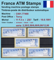Frankreich France ATM Stamps LSA C001.77468 Torcy / Michel 11 F.3 E / Serie ZS7 ** / Distributeurs Automatenmarken - 1990 Type « Oiseaux De Jubert »